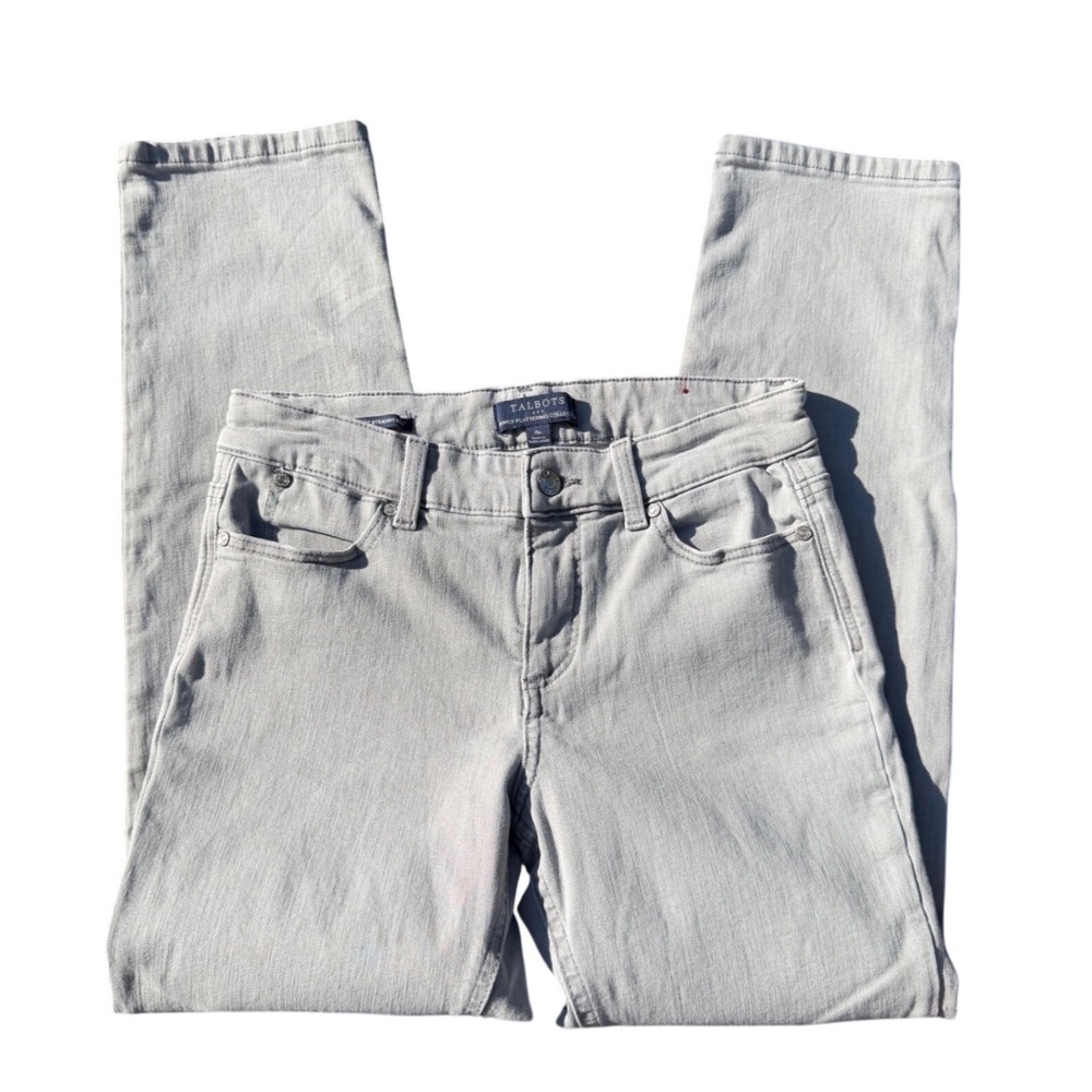 Talbots Simply Flattering High Waist Straight Leg Gray Jeans 4P Petite